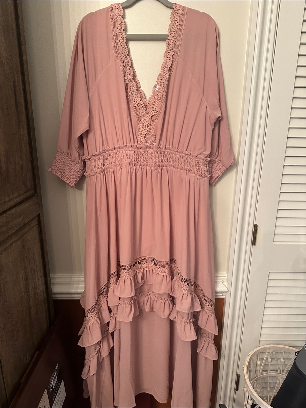 Baltic Born Blush Pink Crochet Trim Dress